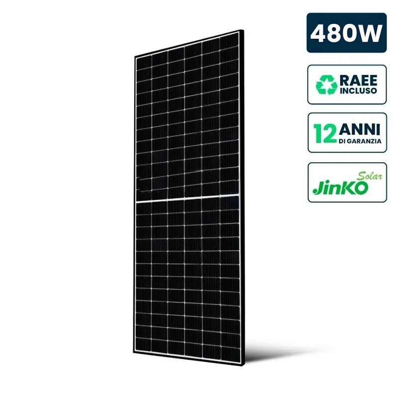 V-TAC Pannello Solare Fotovoltaico Modulo 480W JINKO Solar TIER-1 Tiger Neo, Monocristallino N-Type, Black Frame IP67 sku 12303